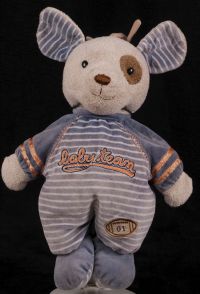 Carters Dog Baby Team 01 Sports Musical Crib Pull Plush Lovey Toy